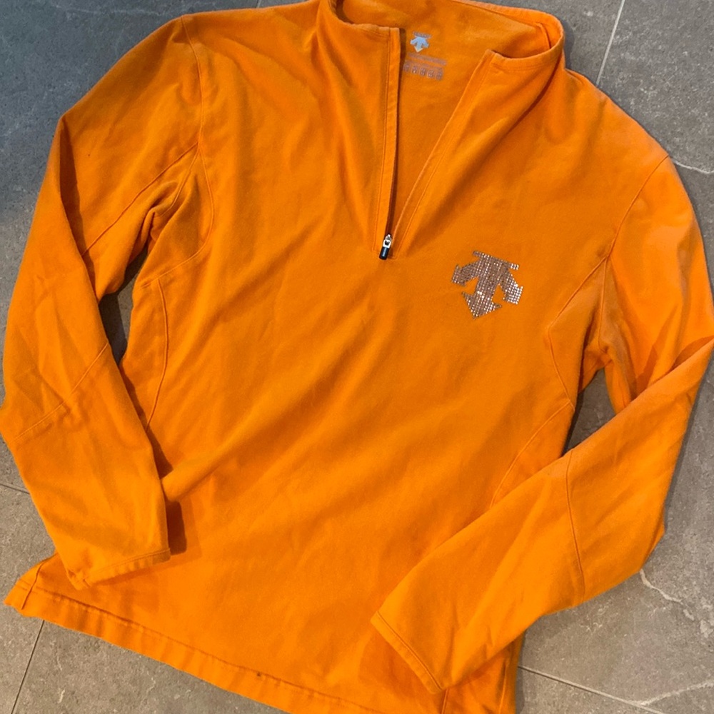 Descente women quarter zip with rhinestone logo